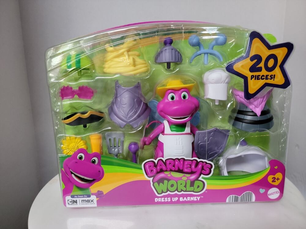 Fisher Price Barney’s World Dress Up Barney 20 Pc Box Separating From Plastic 2+